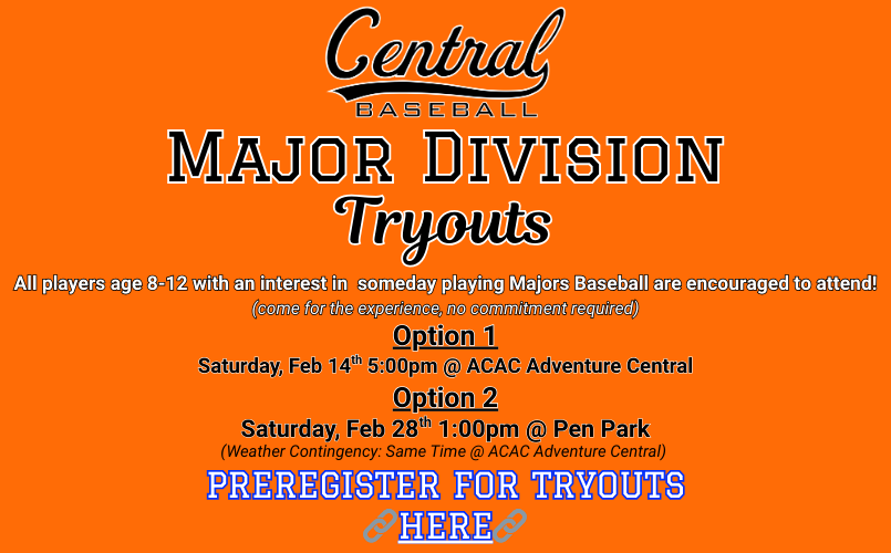 Preregister for Majors Baseball tryouts here!