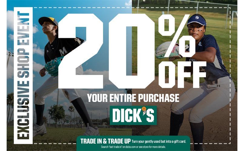 Get 20% off a Dick's Sporting Goods (2/27/26-3/2/26)