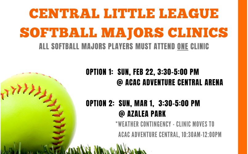 Softball Majors Clinics - Must Attend One